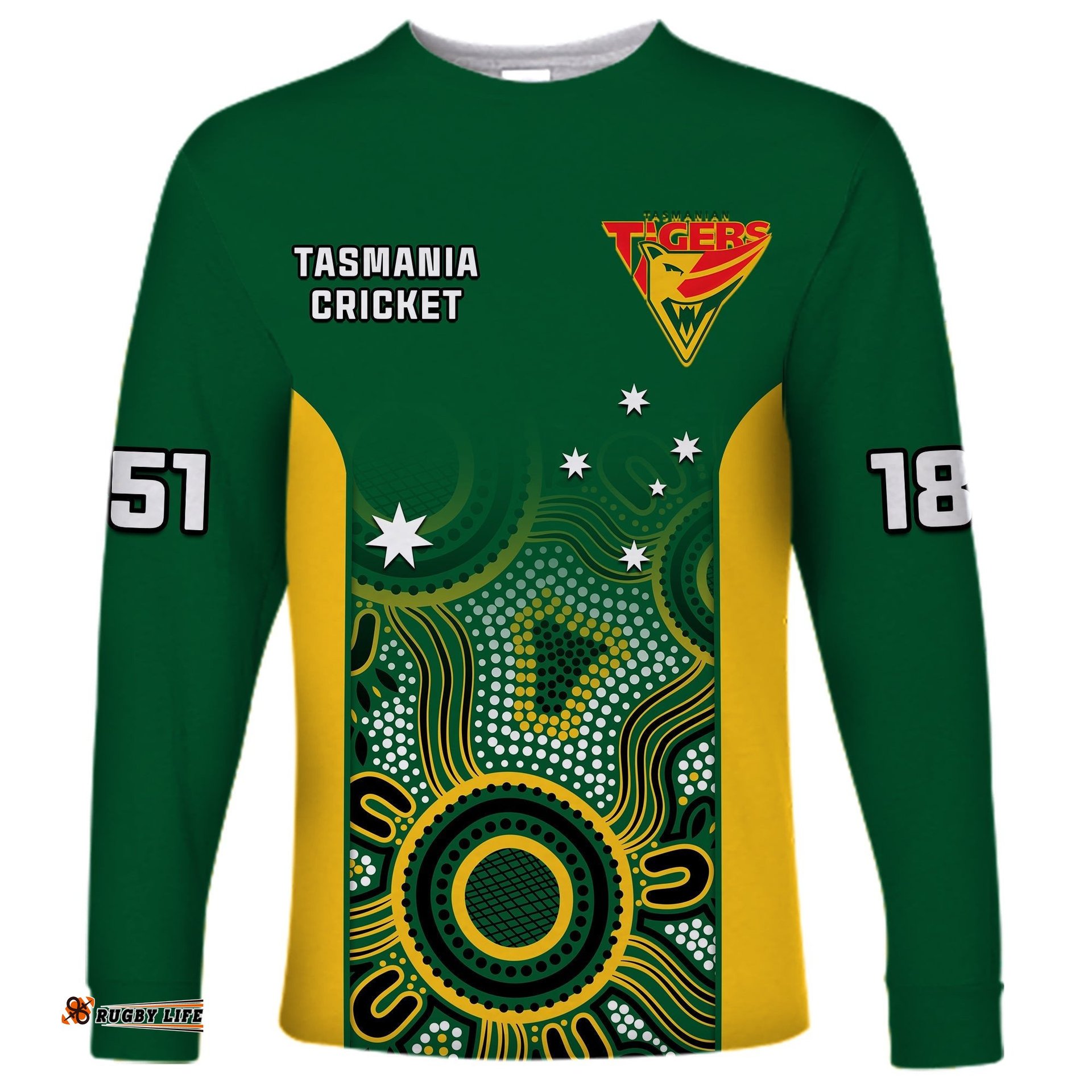 Tasmania Cricket Long Sleeve T-shirt Tigers Sheffield Shield Indigenous