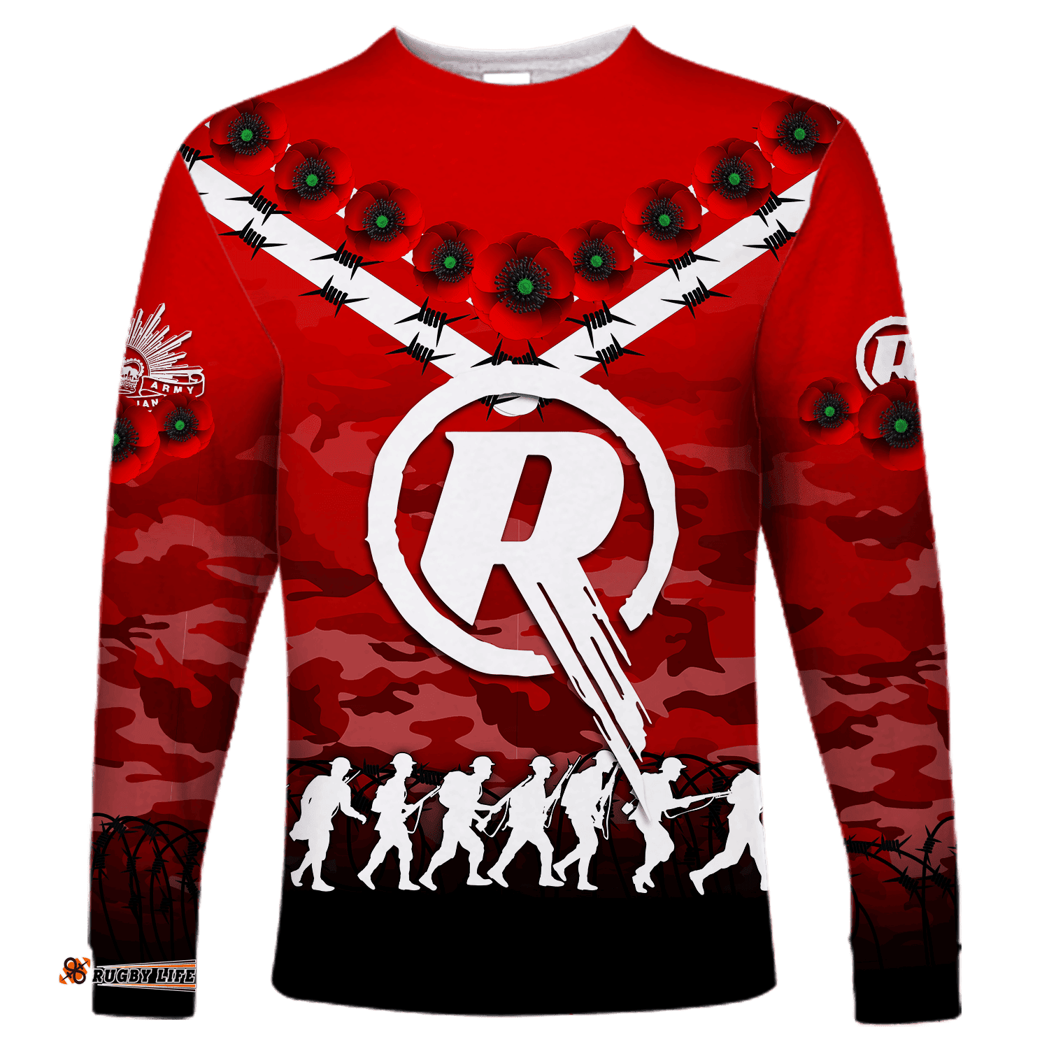 Melbourne Renegades ANZAC Long Sleeve T-shirt Camouflage With Poppy