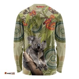 Aboriginal Koala Art Painting With Gum Blossom Long Sleeve T-shirt