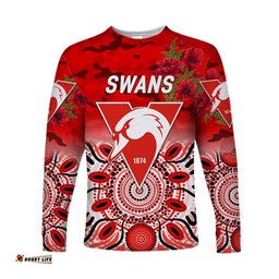 Custom Personalised Sydney Swans ANZAC Long Sleeve T-shirt Indigenous