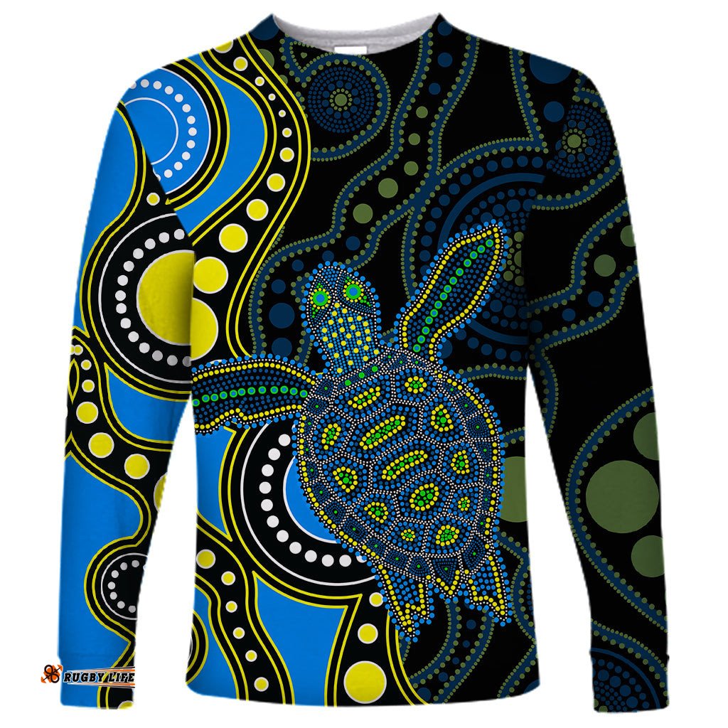 Aboriginal Turtle Long Sleeve T-shirt Blue Style