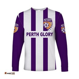 Custom Personalised Perth Glory Long Sleeve T-shirt Soccer Club Original Style White