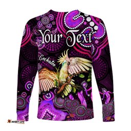 Custom Personalised Australian Astrology Long Sleeve T-shirt Libra Cockatoo Glider Zodiac Aboriginal Pink