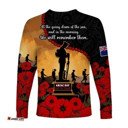 New Zealand Anzac Long Sleeve T-shirt Maori Camouflage Mix Poppies We Will Remember Them