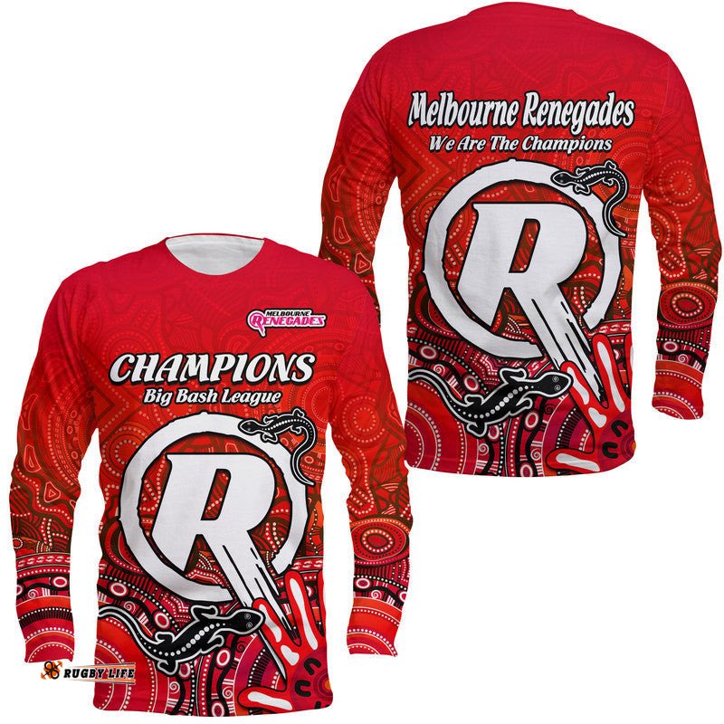Melbourne Renegades Champions Long Sleeve T-shirt Lizard Indigenous Aboriginal