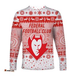Federal Football Club Long Sleeve T-shirt Christmas Simple Style White