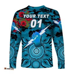 Custom Personalised Port Adelaide Power ANZAC Long Sleeve T-shirt Indigenous