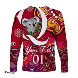 Custom Personalised Queensland Reds Aboriginal Long Sleeve T-shirt Koala Indigenous