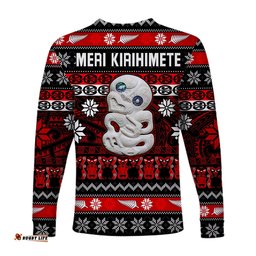 New Zealand Hei Tiki Christmas Long Sleeve T-shirt Maori Meri Kirihimete