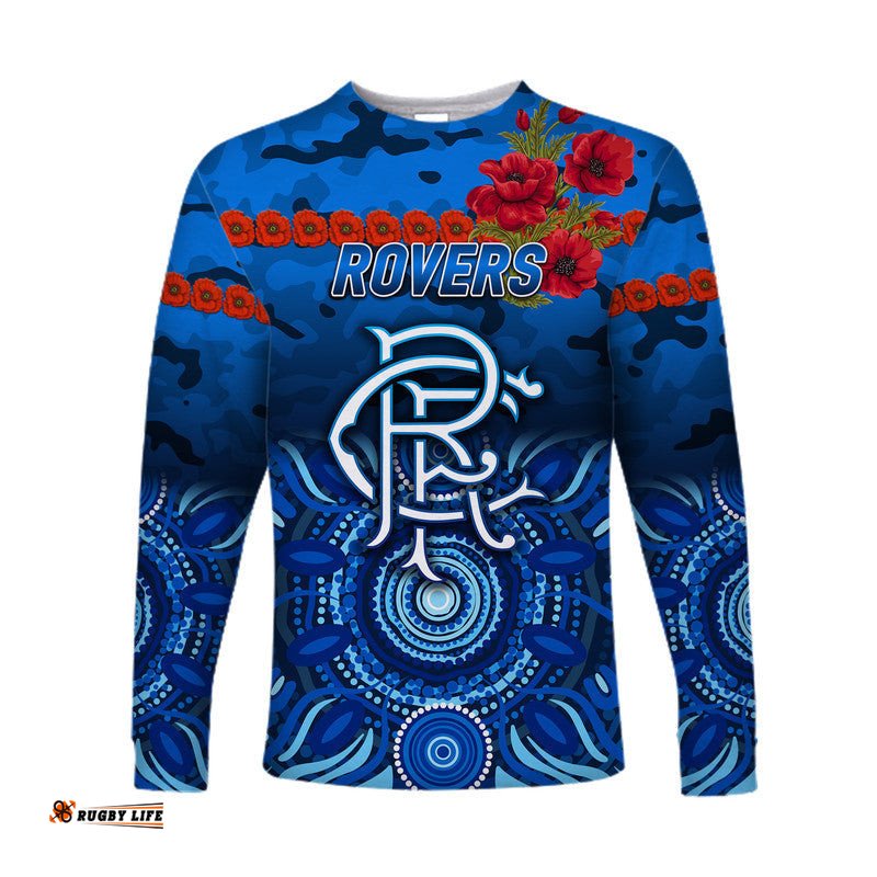 Custom Personalised Rovers Football Club ANZAC Long Sleeve T-shirt Indigenous