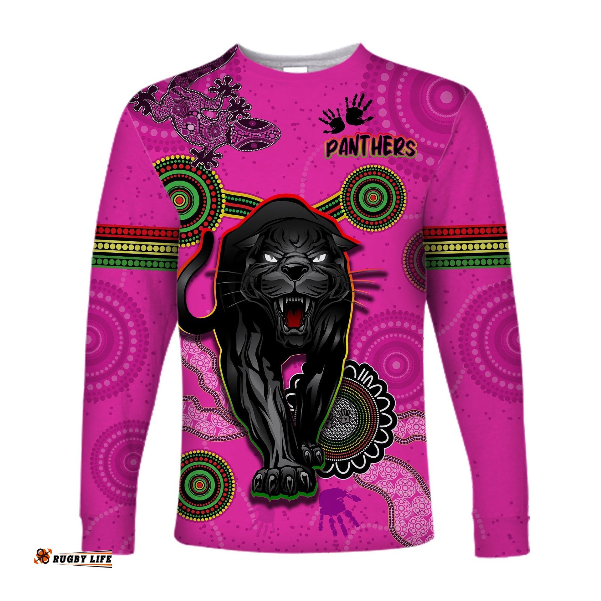 Panthers Long Sleeve T-shirt Aboriginal with Lizard