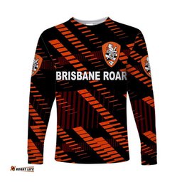 Custom Personalised Brisbane Roar Long Sleeve T-shirt Soccer Club Original Style Black