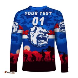 Custom Personalised Western Bulldogs ANZAC Long Sleeve T-shirt Simple Style