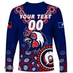 Custom Personalised Roosters Rugby NAIDOC Aboriginal Long Sleeve T-shirt