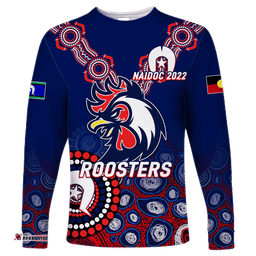 Custom Personalised Roosters Rugby NAIDOC Aboriginal Long Sleeve T-shirt