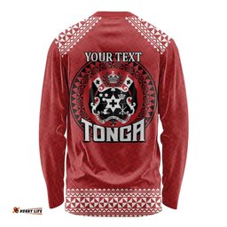 Tonga Rugby XIII Custom Long Sleeve T-shirt Mate Ma'a Tonga with Ngatu Pattern