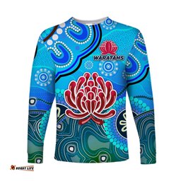 Custom Personalised New South Wales Waratahs Aboriginal Long Sleeve T-shirt Indigenous Wave