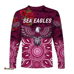 Manly Warringah Sea Eagles ANZAC Long Sleeve T-shirt Indigenous