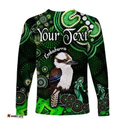 Custom Personalised Australian Astrology Long Sleeve T-shirt Sagittarius Kookaburra Zodiac Aboriginal Green