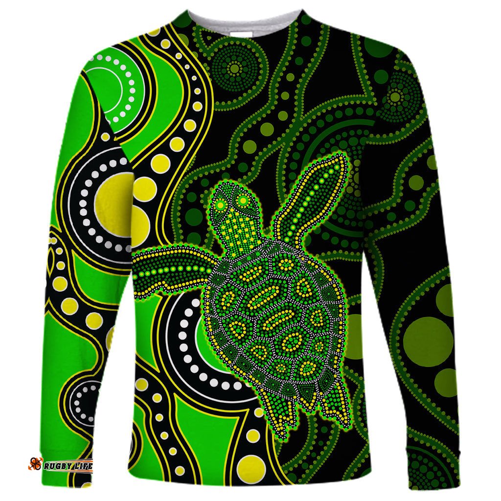 Aboriginal Turtle Long Sleeve T-shirt Green Style