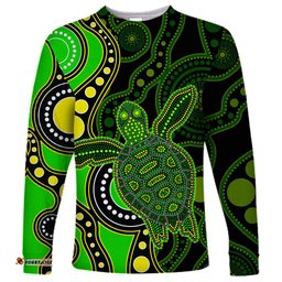 Aboriginal Turtle Long Sleeve T-shirt Green Style