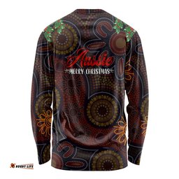 Aboriginal Christmas Long Sleeve T-shirt Aussie Koala Christmas Tree with Aboriginal Inspired