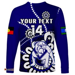 Custom Text And Number Bulldogs Rugby NAIDOC Long Sleeve T-shirt For Our Elders Aboriginal