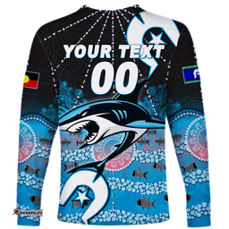 Custom Personalised Sharks Rugby NAIDOC Aboriginal Long Sleeve T-shirt