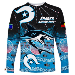 Custom Personalised Sharks Rugby NAIDOC Aboriginal Long Sleeve T-shirt