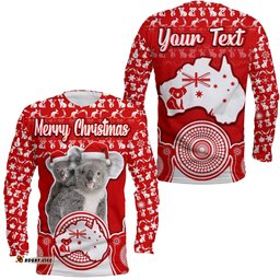Custom Personalised Australian Koala Christmas With Aboriginal Dot Painting Style No1 Long Sleeve T-shirt
