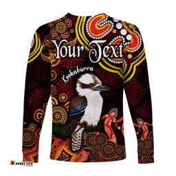 Custom Personalised Australian Astrology Long Sleeve T-shirt Sagittarius Kookaburra Zodiac Aboriginal Red