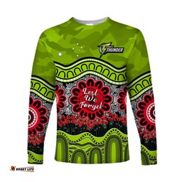 Custom Text And Number Thunder Cricket ANZAC Long Sleeve T-shirt Poppy Sydney Aboriginal Camouflage
