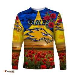 West Coast Eagles ANZAC Long Sleeve T-shirt Poppy Gold
