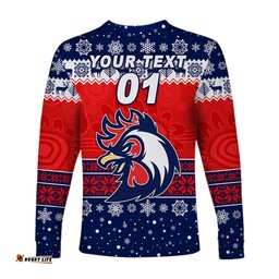 Custom Personalised Sydney Roosters Long Sleeve T-shirts Christmas Simple Style Blue