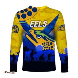 Parramatta Eels ANZAC Long Sleeve T-shirt Simple Style Gold