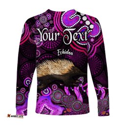 Custom Personalised Australian Astrology Long Sleeve T-shirt Virgo Echidna Zodiac Aboriginal Pink