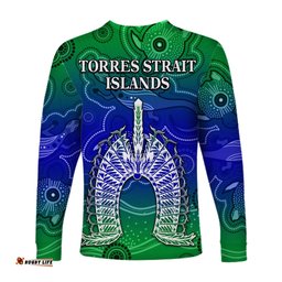 Torres Strait Islands Long Sleeve T-shirt Aboriginal Art Lizard Symbol Peace