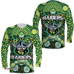 Raiders Rugby Long Sleeve T-shirt Boomerang Indigenous Dots