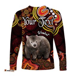 Custom Personalised Australian Astrology Long Sleeve T-shirt Taurus Wombat Zodiac Aboriginal Red