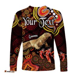 Custom Personalised Australian Astrology Long Sleeve T-shirt Capricorn Goanna Zodiac Aboriginal Red