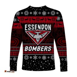 Essendon Bombers Long Sleeve T-shirts Christmas Simple Style Black