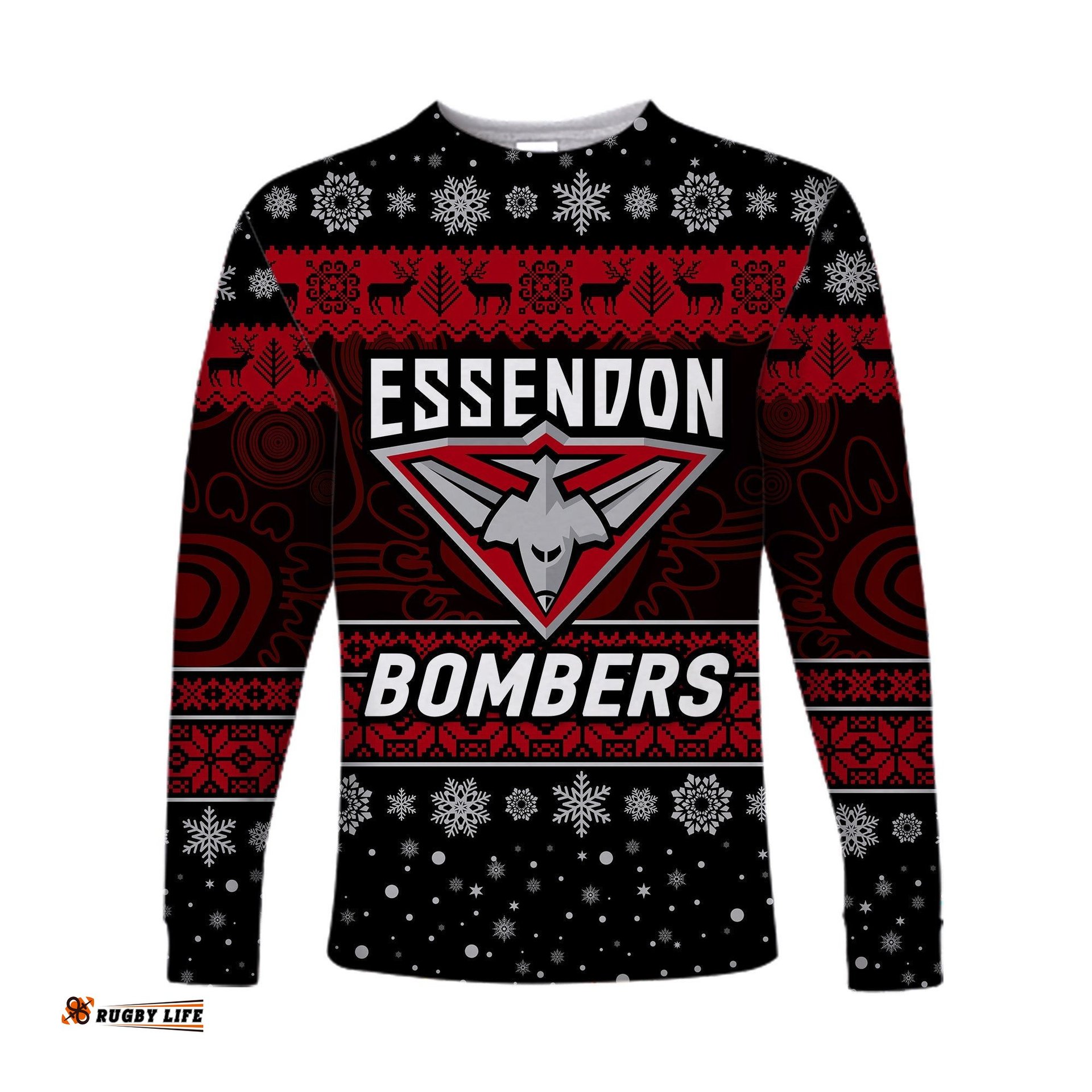 Essendon Bombers Long Sleeve T-shirts Christmas Simple Style Black