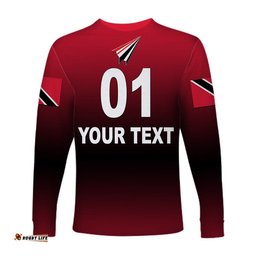 Custom Personalised Trinidad And Tobago Cricket Red Force Long Sleeve T-shirt Original Style