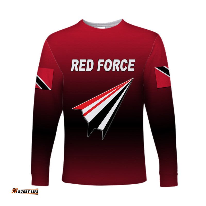 Custom Personalised Trinidad And Tobago Cricket Red Force Long Sleeve T-shirt Original Style
