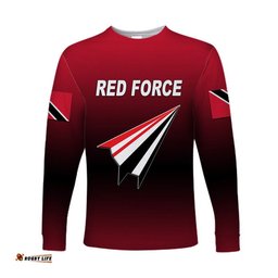 Custom Personalised Trinidad And Tobago Cricket Red Force Long Sleeve T-shirt Original Style