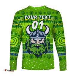 Custom Personalised Canberra Raiders Long Sleeve T-shirt Christmas Simple Style Green