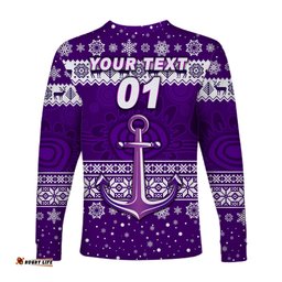 Custom Personalised Fremantle Dockers Long Sleeve T-shirts Freo Christmas Simple Style White