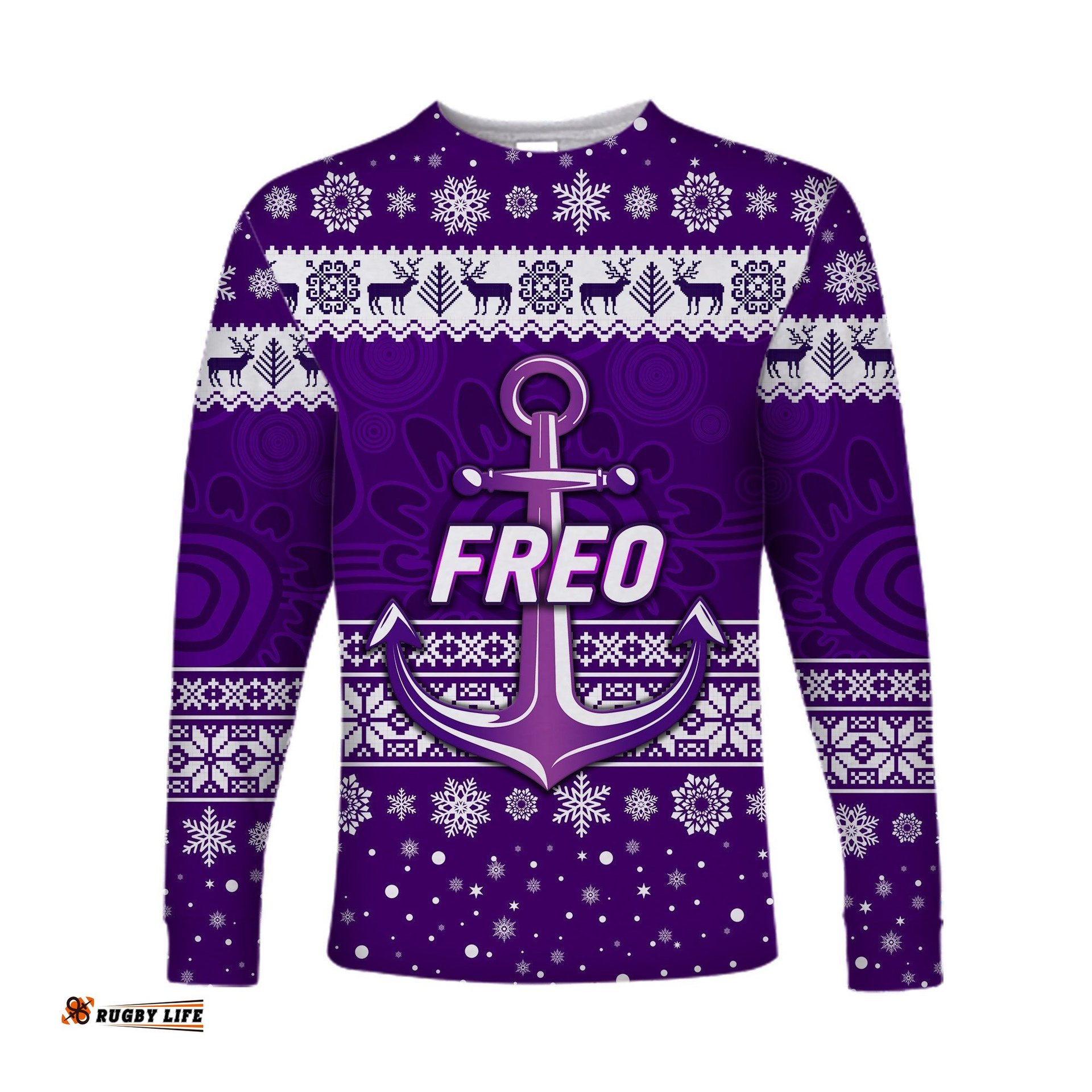 Custom Personalised Fremantle Dockers Long Sleeve T-shirts Freo Christmas Simple Style White