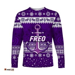 Custom Personalised Fremantle Dockers Long Sleeve T-shirts Freo Christmas Simple Style White