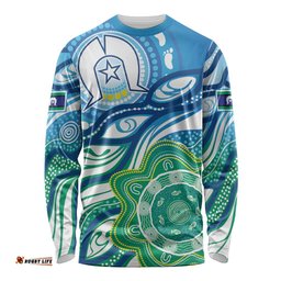 Torres Strait Islander Long Sleeve T-shirt Aboriginal Blue Art